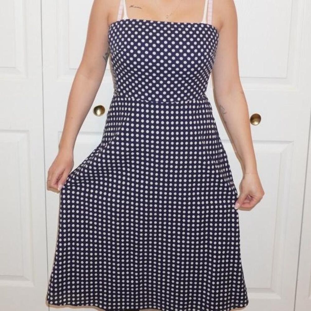 Jcrew Women's Navy and Blue Dress - Picture 2 of 6